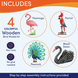 3D Wooden Puzzle – 4 Colorful Toy Birds for Kids Model Building Kits-Brain Teaser Puzzles Educational STEM Kits for Boys, Girls and Adults- DIY Wood Crafts 3-D Puzzles Birthday Gifts