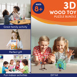 3D Wooden Puzzle – 4 Colorful Toy Birds for Kids Model Building Kits-Brain Teaser Puzzles Educational STEM Kits for Boys, Girls and Adults- DIY Wood Crafts 3-D Puzzles Birthday Gifts