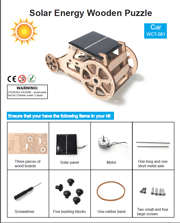 DIY Solar Car Kit Wooden (Free Shipping) - Smartstoy