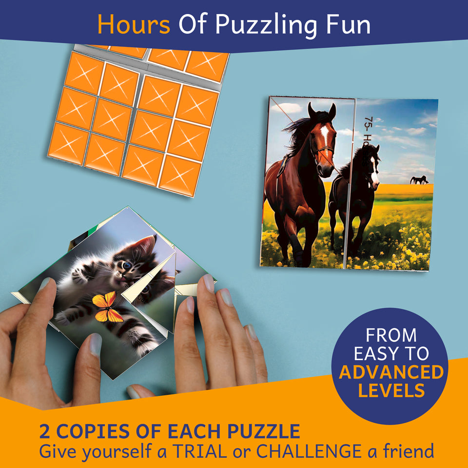 Puzzlefold Origami Kit Puzzle Games - 100 Puzzles, 200 Sheets Brain Puzzles for Adults, Teens, Paper Folding Challenge, Brain Teasers for Adults, Kids Ages 12-14 Teenagers, Teen Girls & Teen Boys