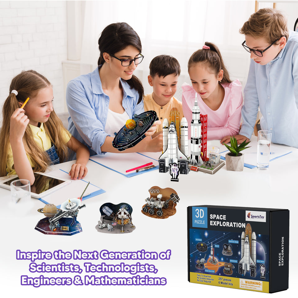 3D Space Puzzle Kit | Solar System, Shuttle & Rover STEM Educational Toy for Kids