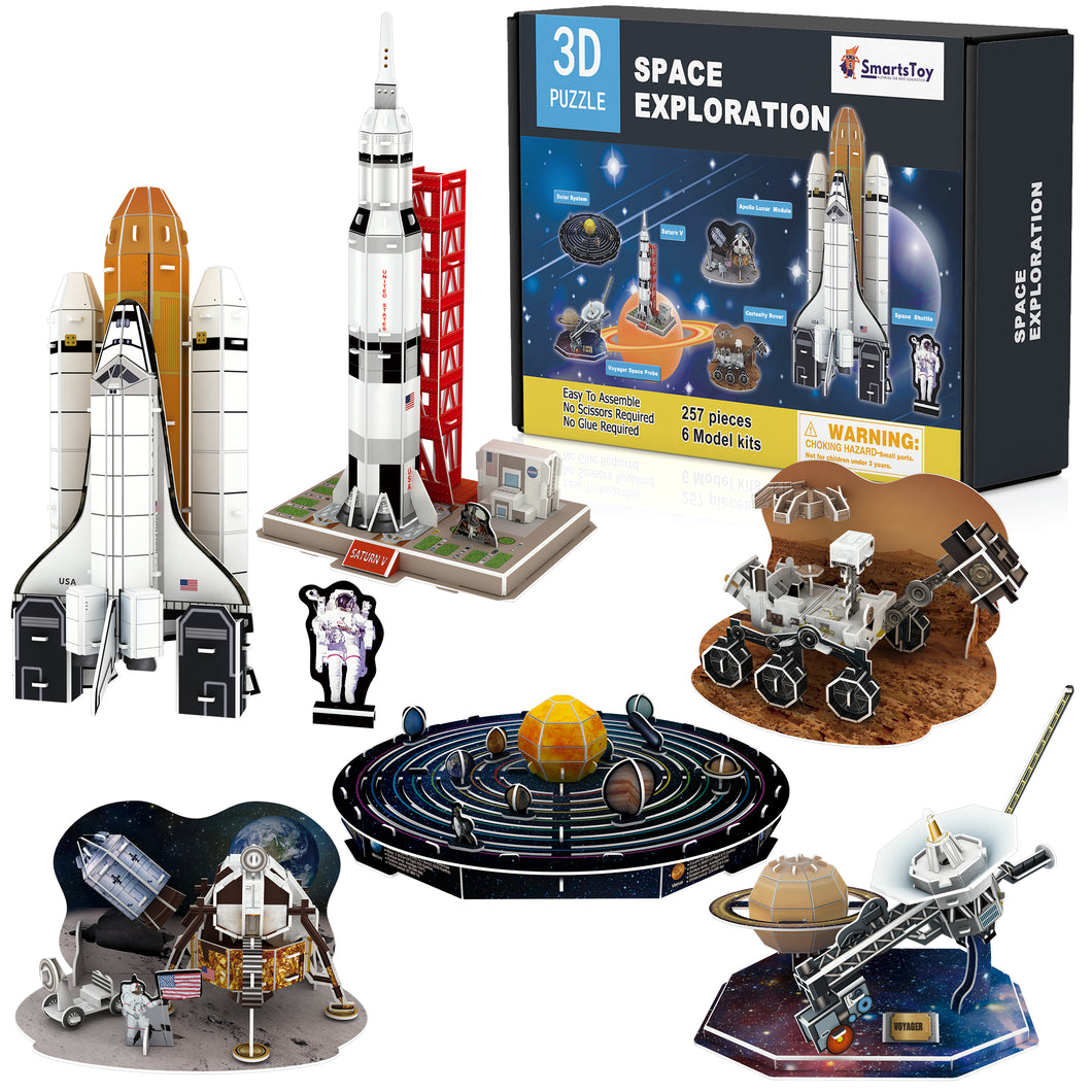 3D Space Puzzle Kit | Solar System, Shuttle & Rover STEM Educational Toy for Kids