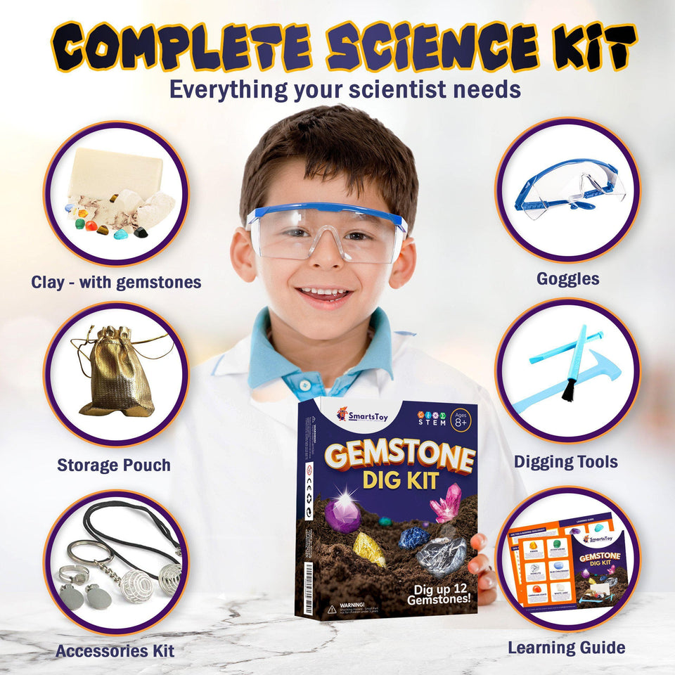 Excavation Kit Gemstone Dig Toys Crystal Mining Kit, DIY Science